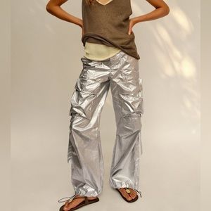 Silver disco cargo pants